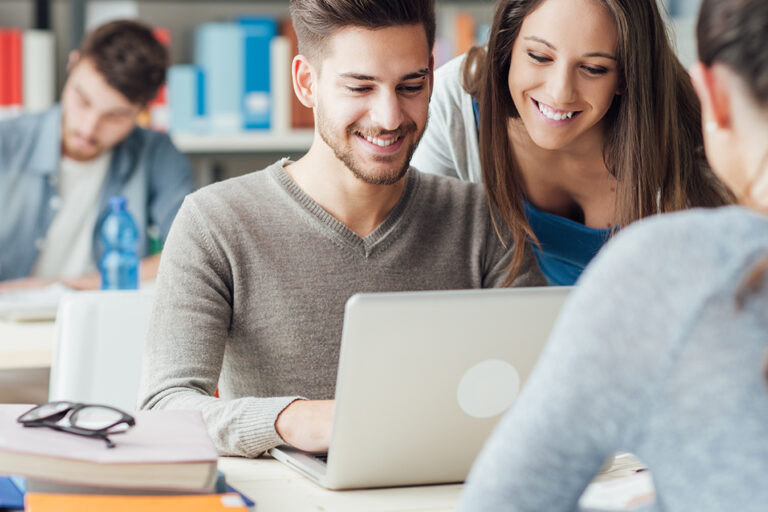Students in the library